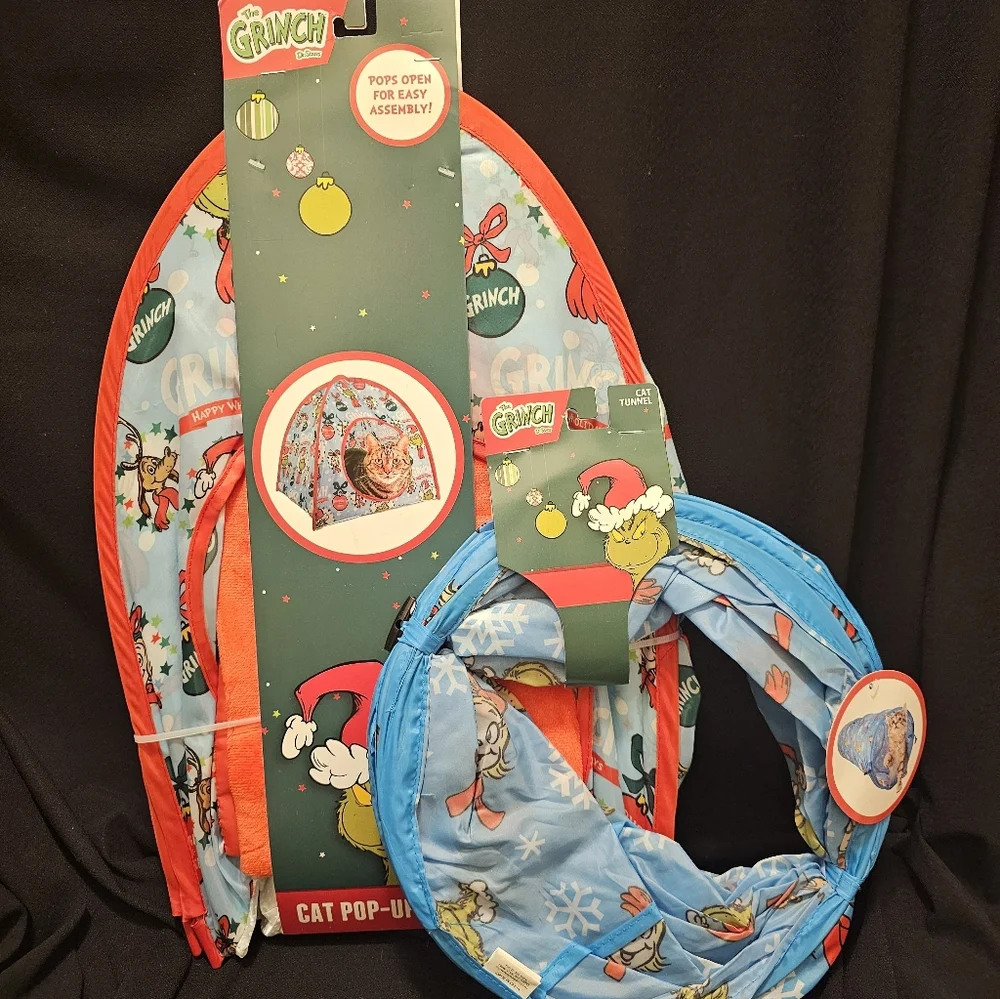 Grinch Cat Pop-Up Tent and Tunnel Set